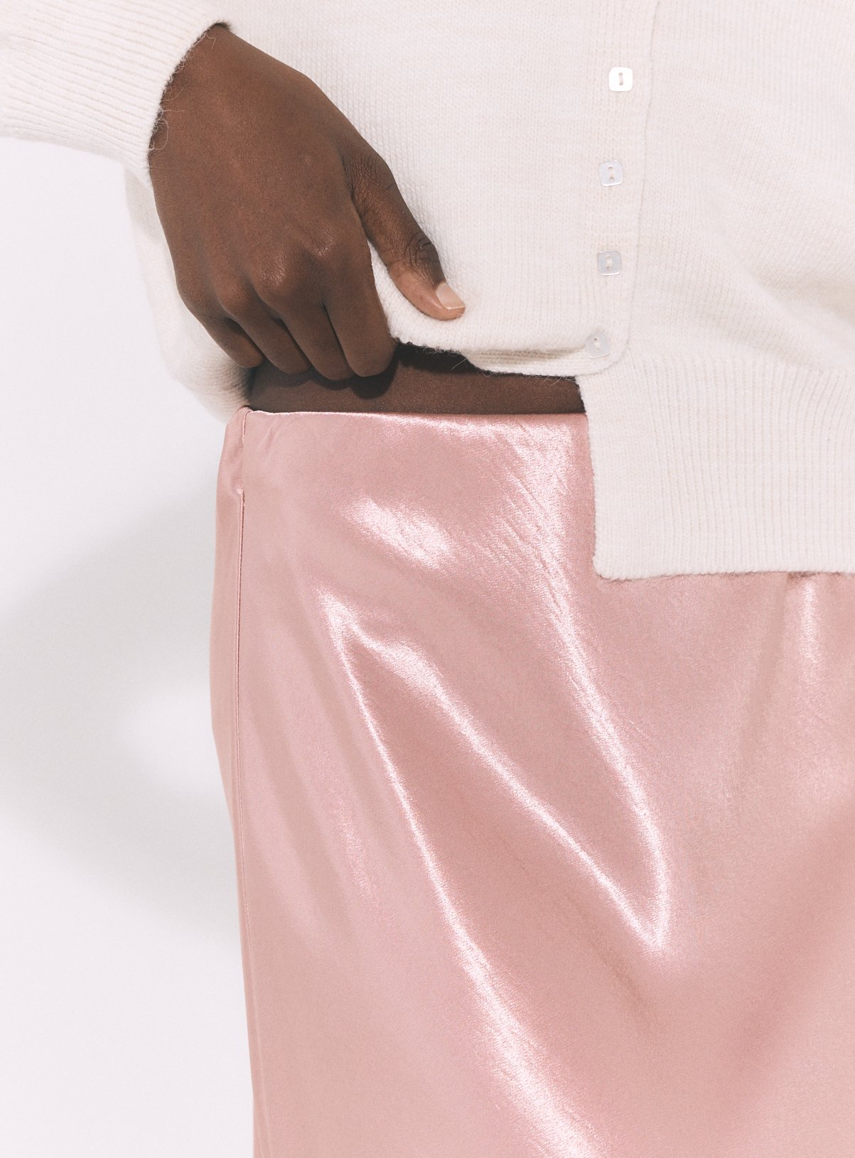 Pink Heavy Satin Midi Slip Skirt 18 - Image 3 thumbnail
